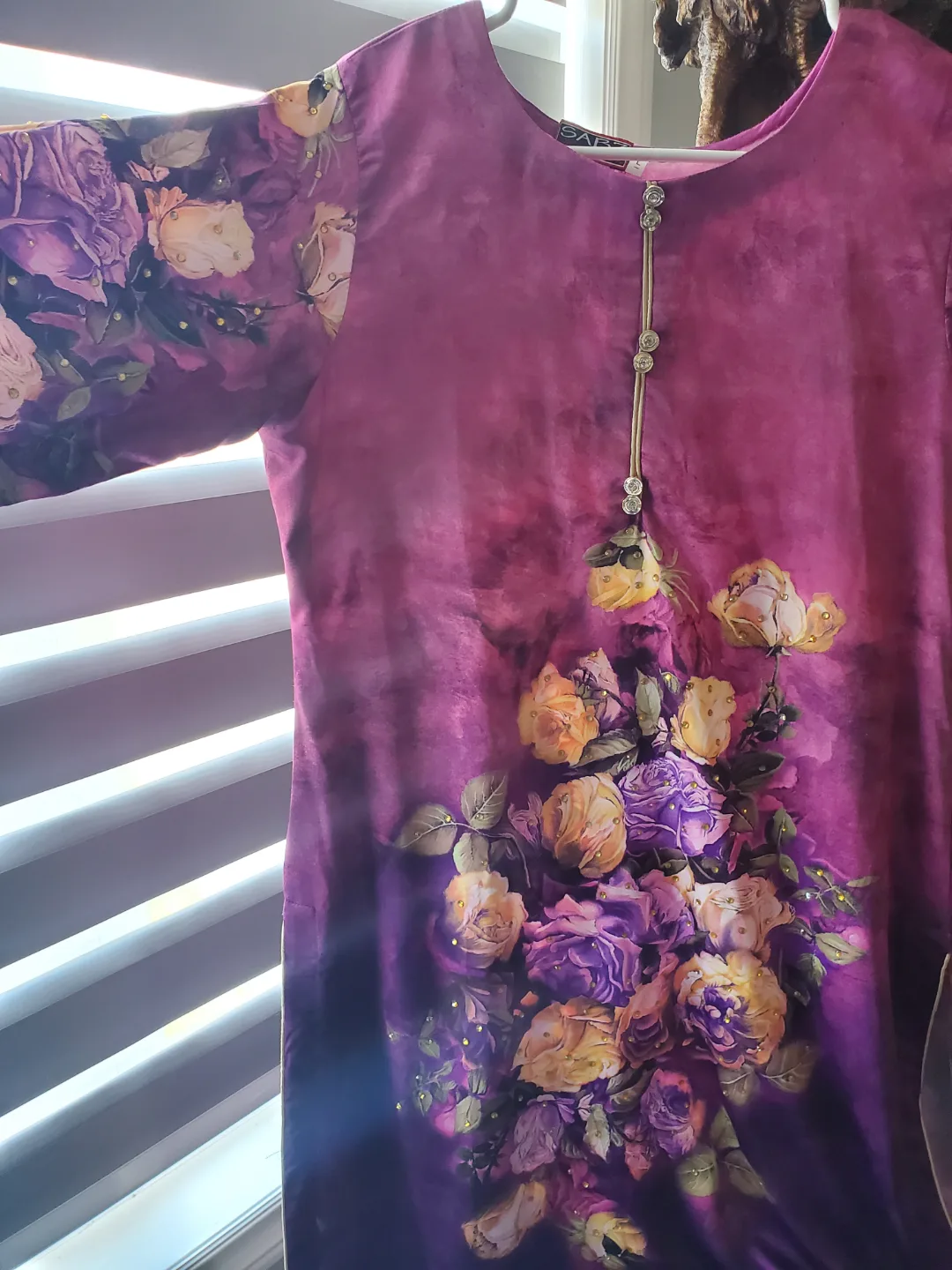 Women's Purple Floral Kurti/Shalwar Kameez image indicator(6)