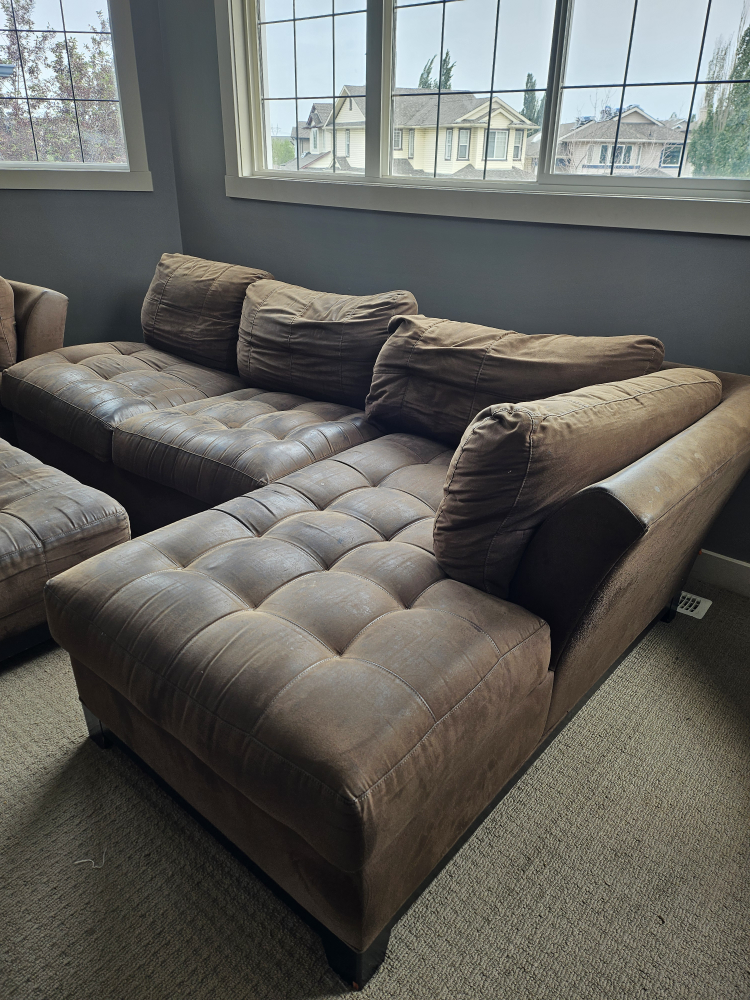 Brown Sectional Sofa with Ottoman