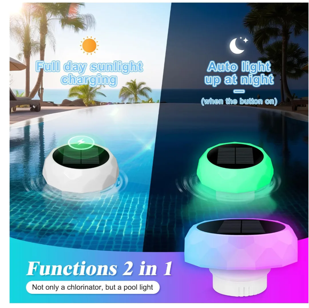 Solar Pool Lights with Chlorine Box. 2pcs image indicator(6)