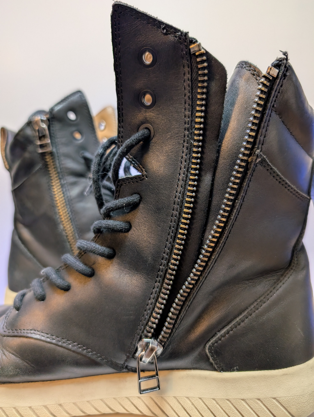 Leather High Top Sneaker Boots w/ Zipper - Mens 10.5 - photo 3