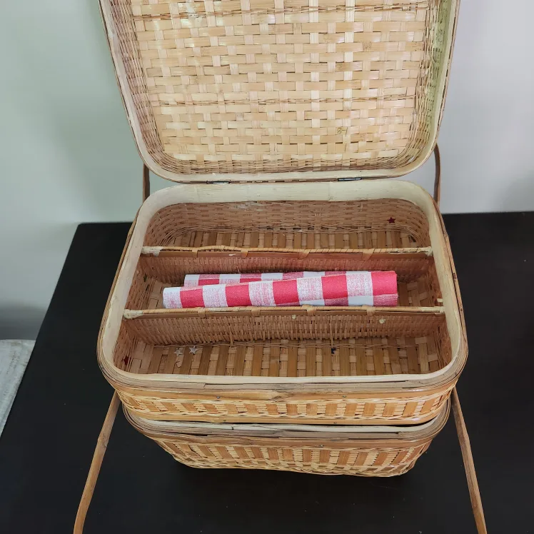 Vintage Wicker Picnic Basket image indicator(4)