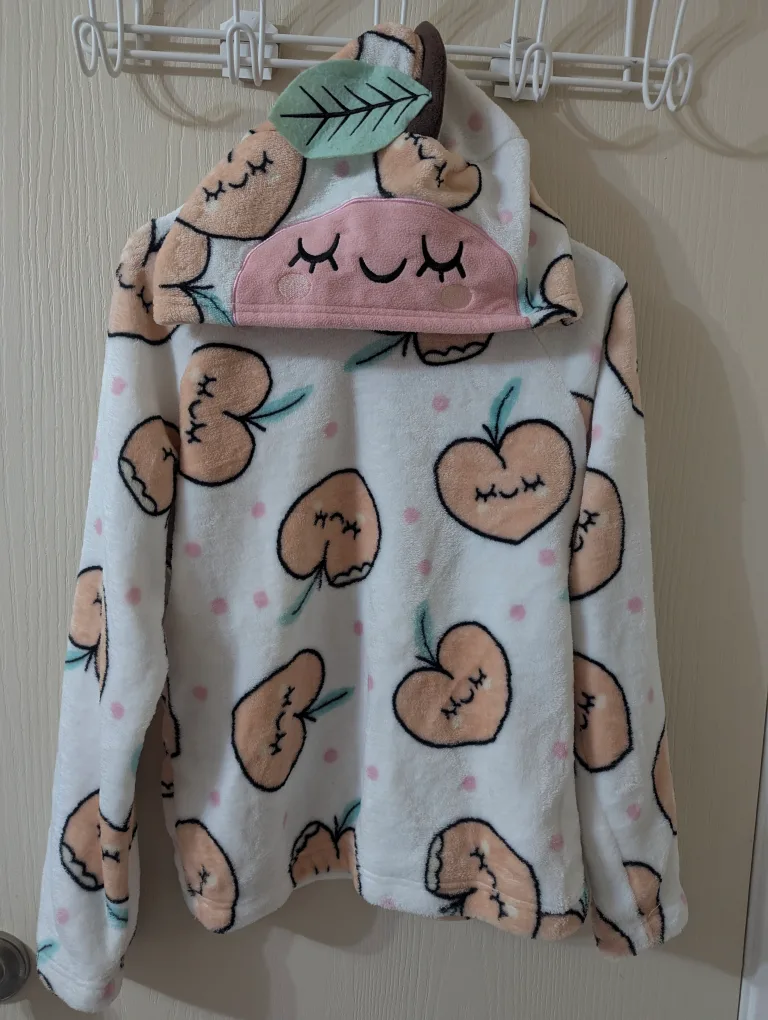 Girls Fluffy Fleece Peach Blanket Hoodie thumbnail