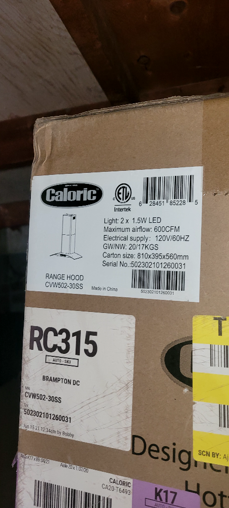 Caloric Range Hood CVW502-30SS