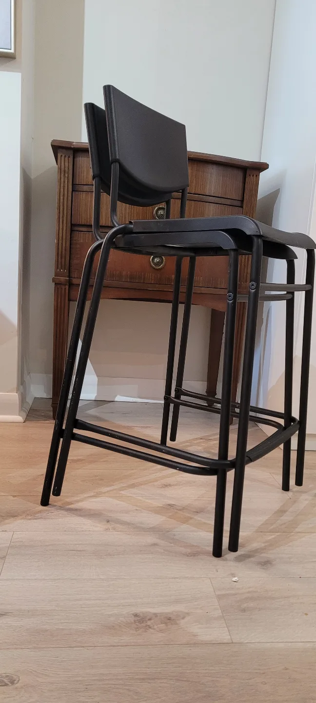 1 Ikea STIG Black metal bar stool thumbnail