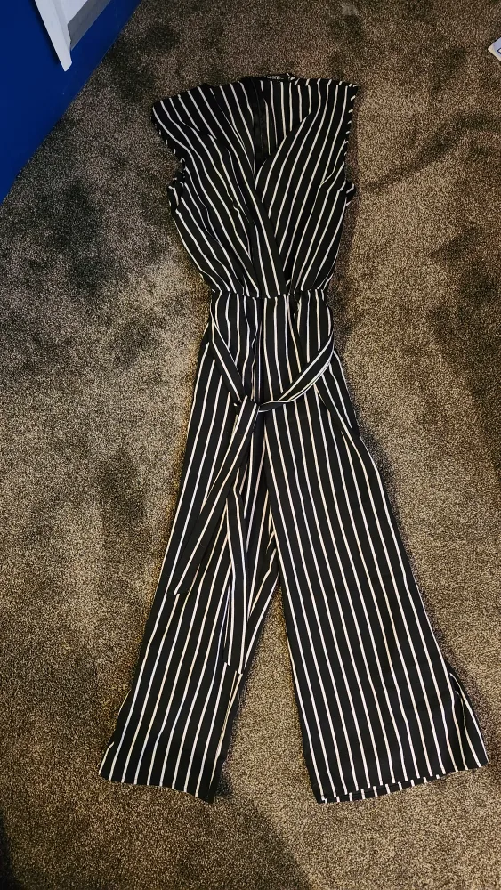 George Black and White Striped Jumpsuit - Size S/P thumbnail