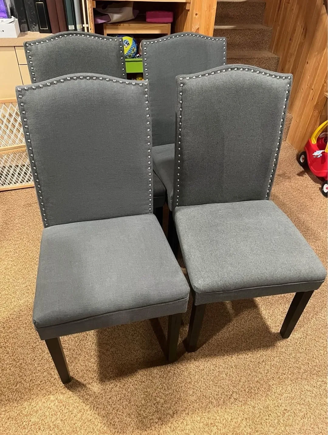 Set of 2 Grey Upholstered Dining Chairs image indicator(2)