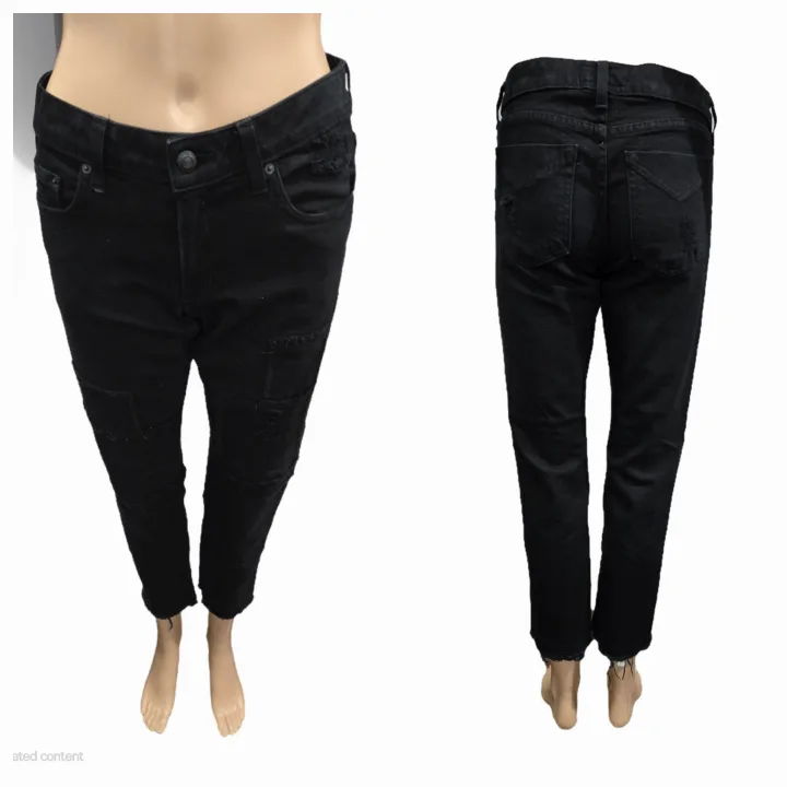 10 Crosby Derek Lam Denim Mila Patchwork Girlfriend Size 24 image indicator(5)