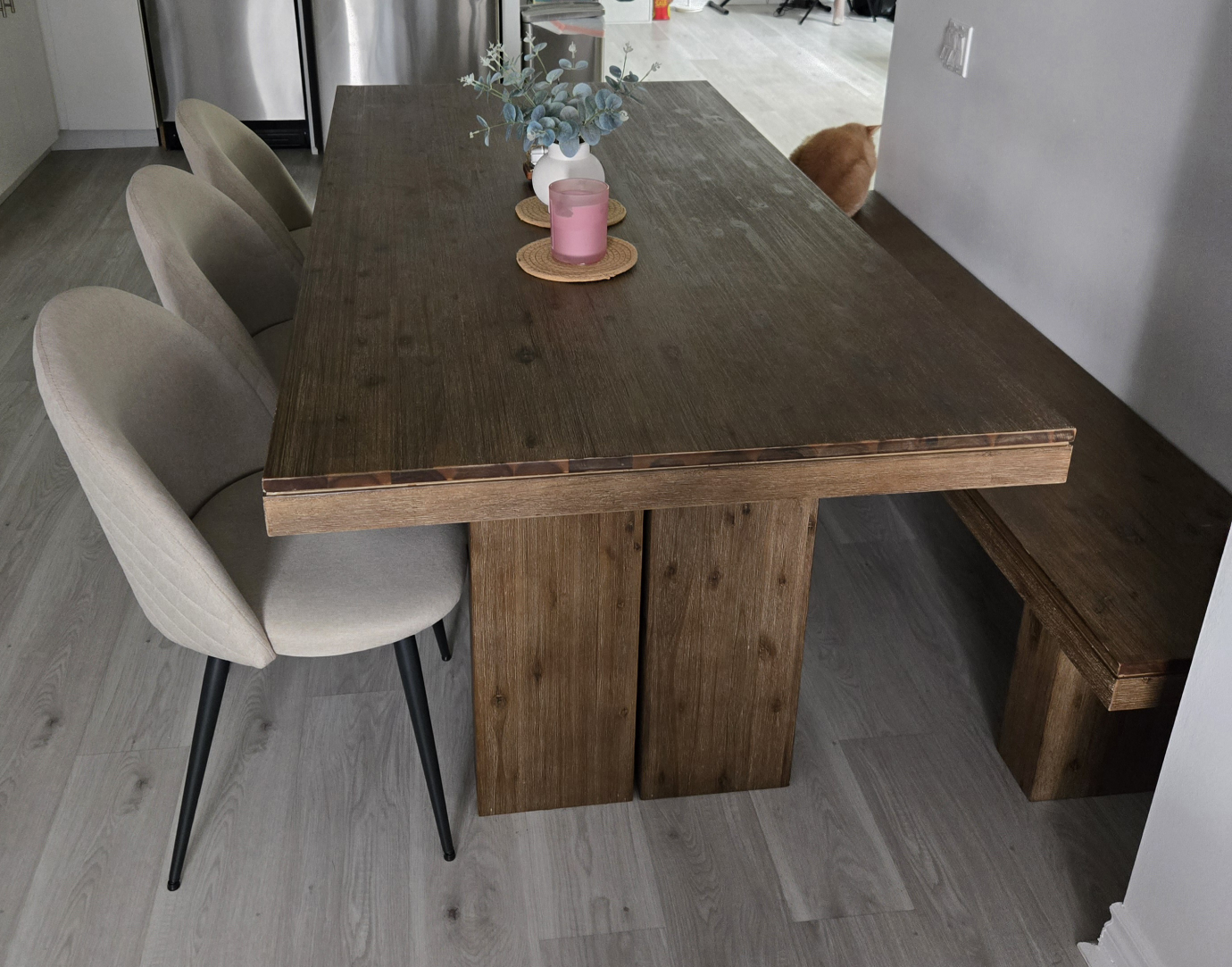 Dining Table with 3 Chairs and Bench - photo 3