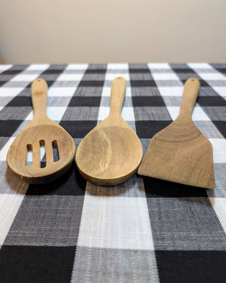 🍴 Set of 3 Acacia Wood Cooking Utensils – Gently Used - photo 3