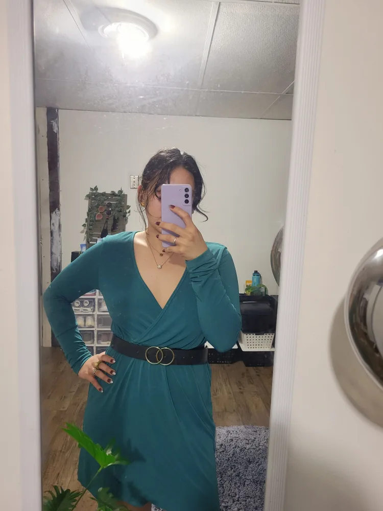 Green Long Sleeve Wrap Dress thumbnail