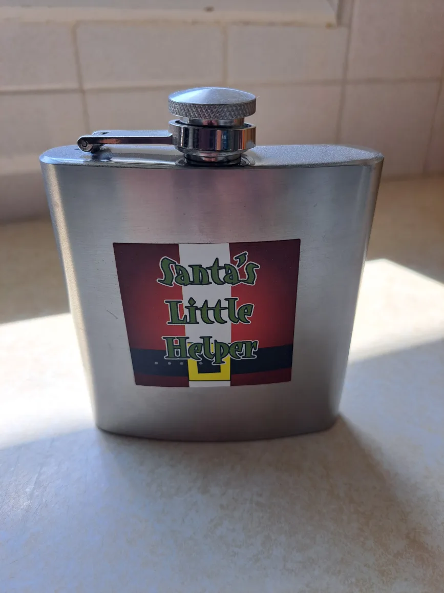 Stainless Steel 6-oz Flask - Santa's Little Helper thumbnail