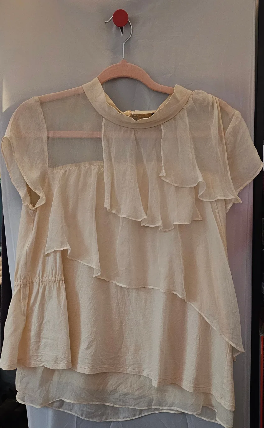 Max&CoCream-coloured Top with Ruffled Detail thumbnail