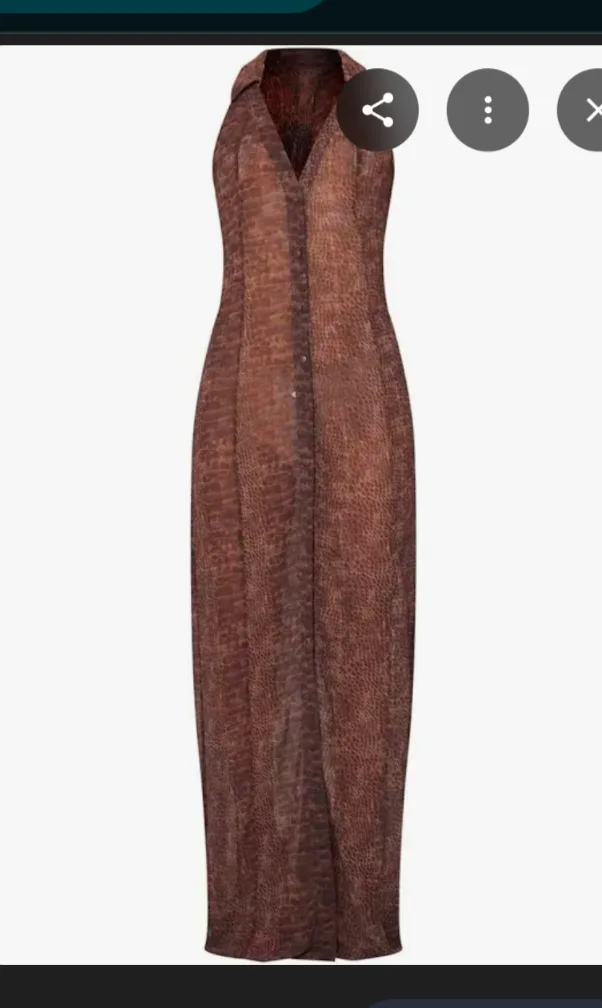 Chocolate Croc Print Chiffon Maxi Dress image indicator(7)
