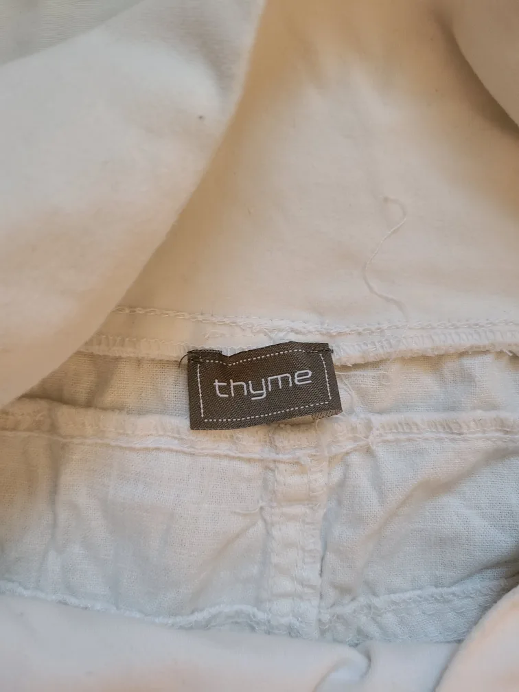 Thyme Maternity White Linen Capri Pants - size L image indicator(3)