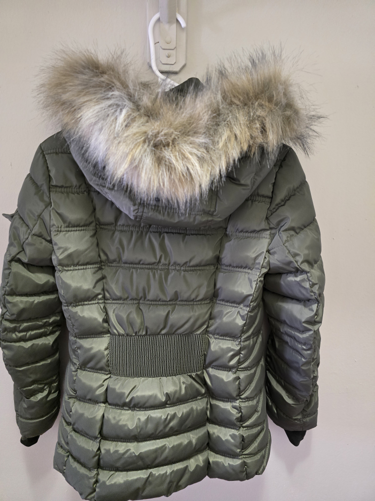Olive Green Puffer Jacket with Hood - photo 2