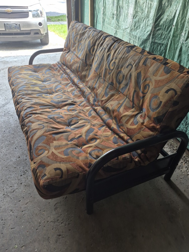 Futon Couch with Black Metal Frame - photo 2