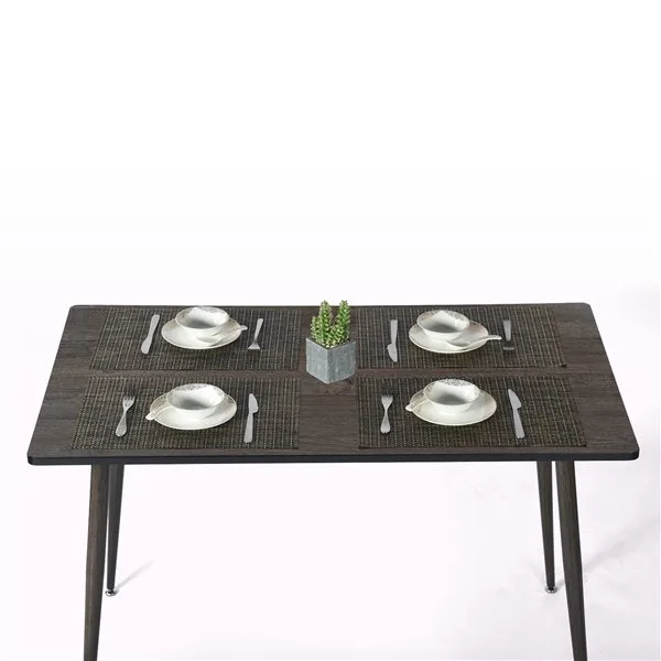 Dining Table with 4 Brown Faux Leather Dining Chairs image indicator(7)