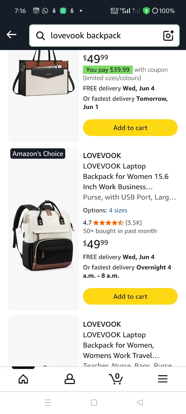 LOVEVOOK Multi-Compartment Backpack thumbnail