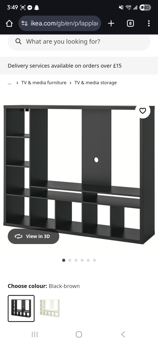 IKEA LAPPLAND TV Storage Unit - Black-Brown