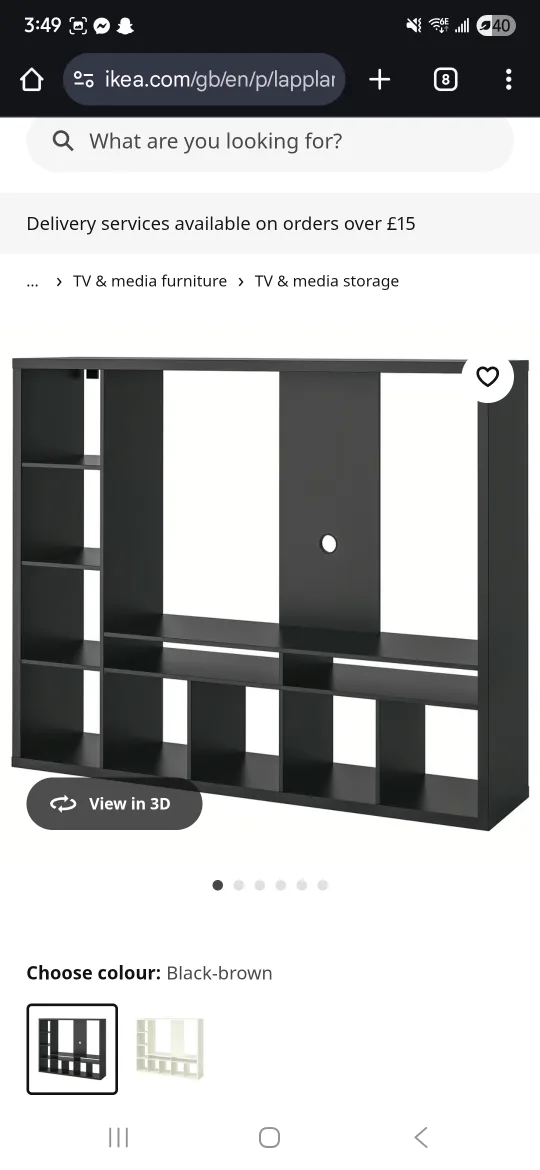 IKEA LAPPLAND TV Storage Unit - Black-Brown thumbnail