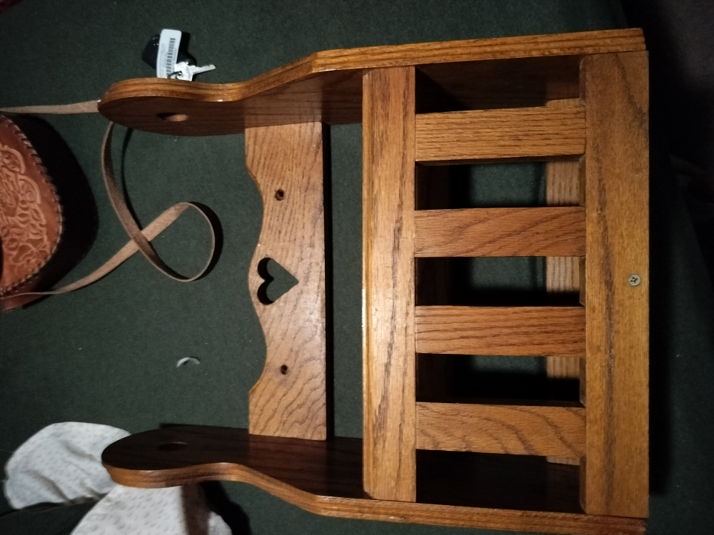 vintage Antique heart magazine holder solid wood - photo 2