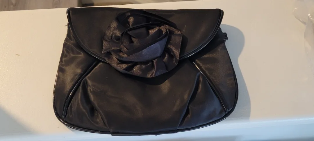 Black Clutch Purse with Floral Detail thumbnail