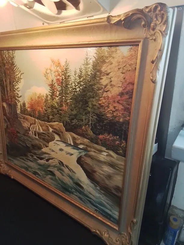 Vintage Framed "Waterfall" Painting Signed image indicator(3)