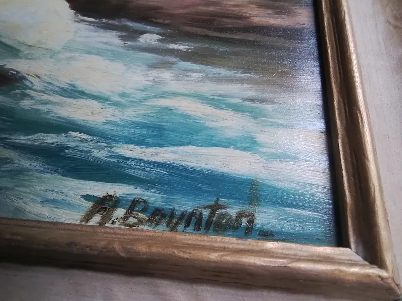 Vintage Framed "Waterfall" Painting Signed image indicator(5)