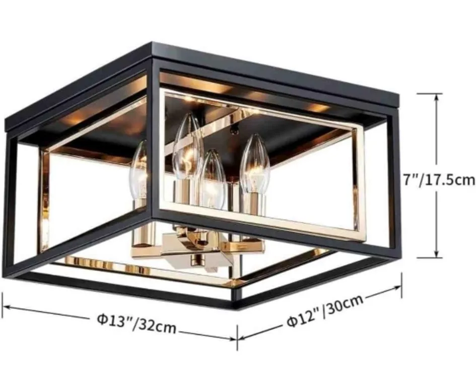 AGV Black & Gold Flush Mount Ceiling Light image indicator(2)