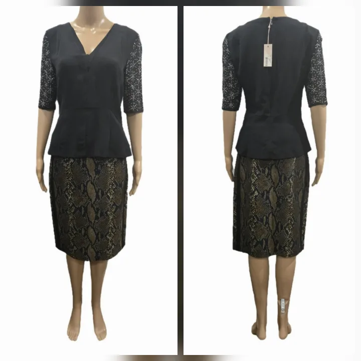 Diane von Furstenberg "Marta" Jacquard Snakeskin Skirt Size 10 image indicator(4)