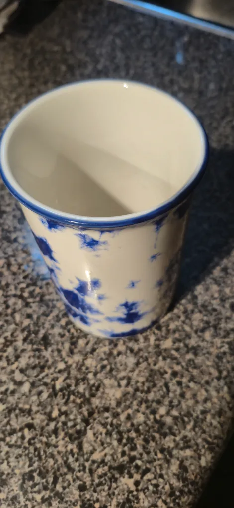 Pyrex Glass Folding Sink Colander Blue and White Ceramic Cup image indicator(9)