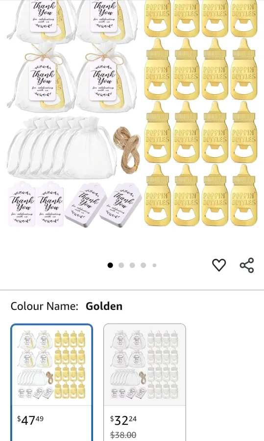 Baby Bottle Opener Favors - 24 pcs - Golden thumbnail