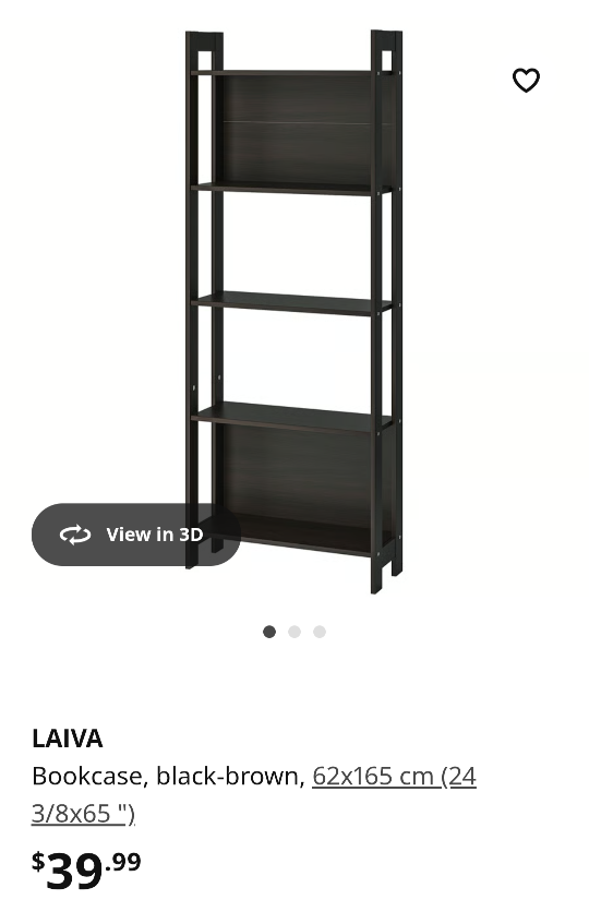 IKEA LAIVA Bookcase, Black-Brown, 24 3/8x65"