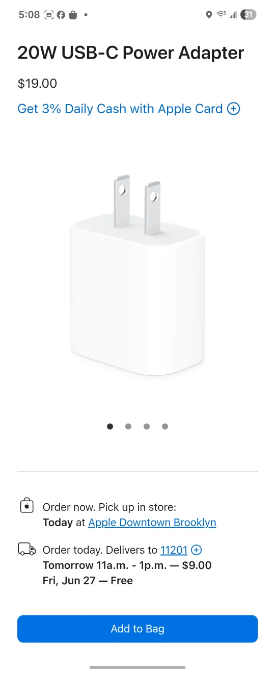 Apple 20W USB-C Power Adapter thumbnail