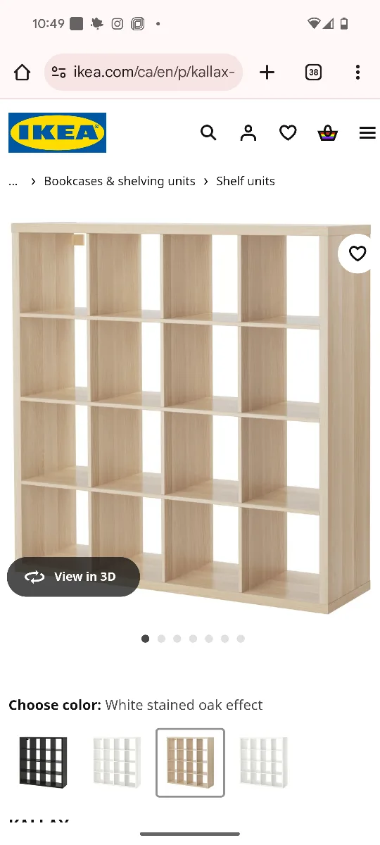 IKEA Kallax Shelf Unit - White Stained Oak Effect thumbnail