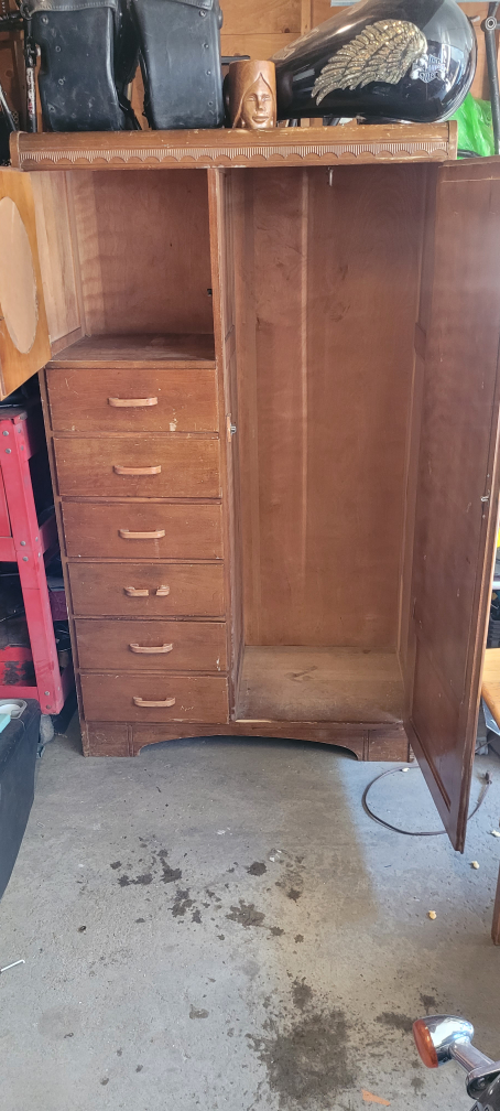 Antique Wood Armoire with Mirror - photo 2
