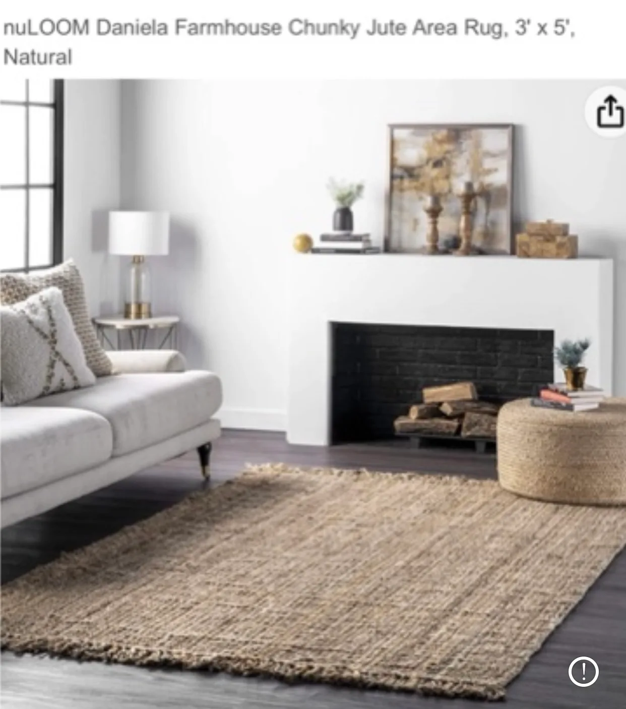 nuLOOM Daniela Farmhouse Jute Rug, 3' x 5', Natural thumbnail