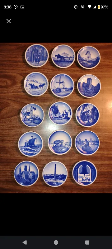 15 Royal Copenhagen Blue Fluted Miniature Plates 3¼" thumbnail