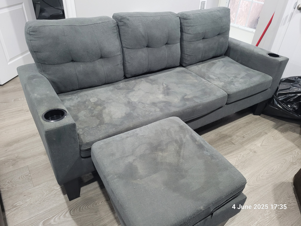 Grey Couch with Ottoman