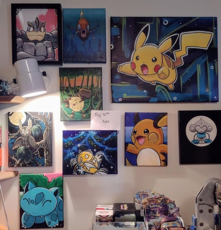 Pokemon Paintings Pikachu Raichur Mankey