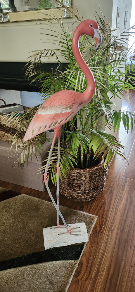 Pink Flamingo Wooden Decor 43" Height