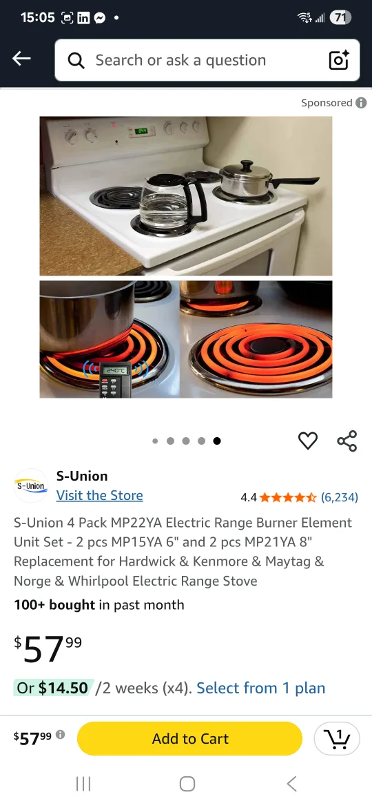 Electric Range Burner Element Unit Set thumbnail