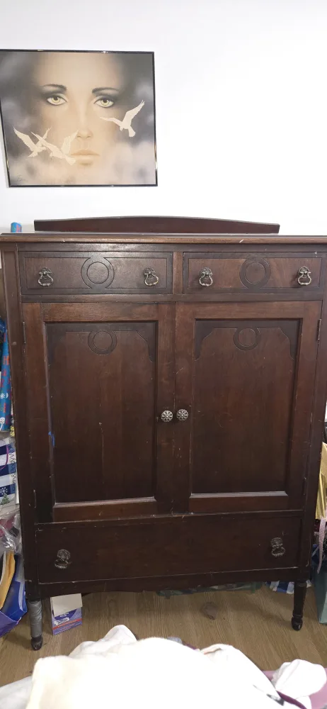 Antique Dark Wood Armoire thumbnail
