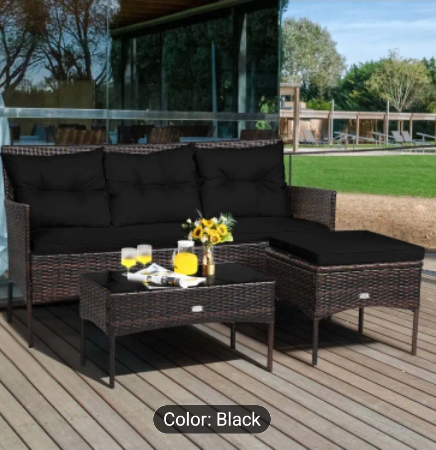 brand new Black Wicker Patio Furniture Set.