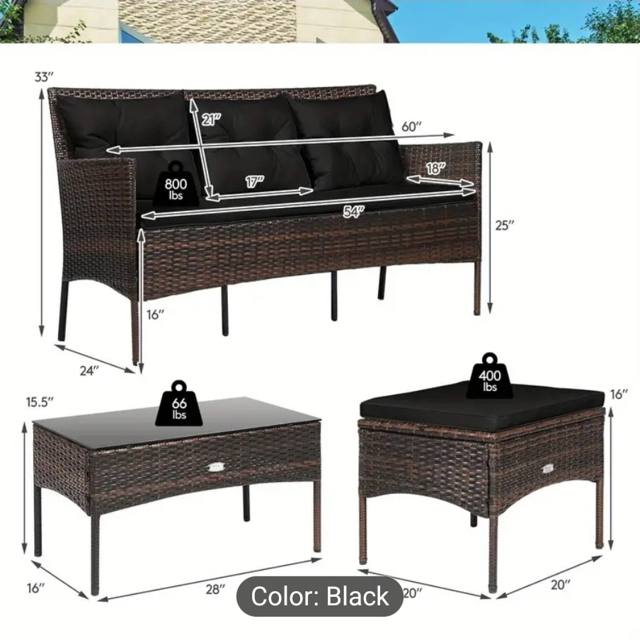 brand new Black Wicker Patio Furniture Set. - photo 2