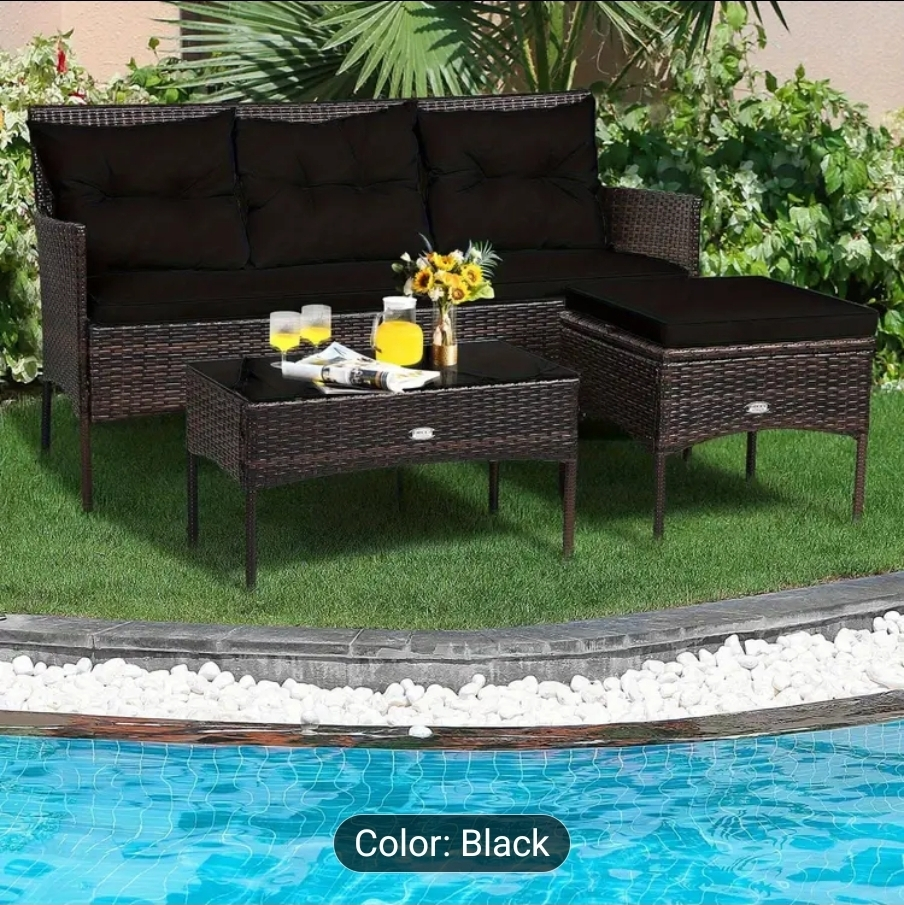 brand new Black Wicker Patio Furniture Set. - photo 3