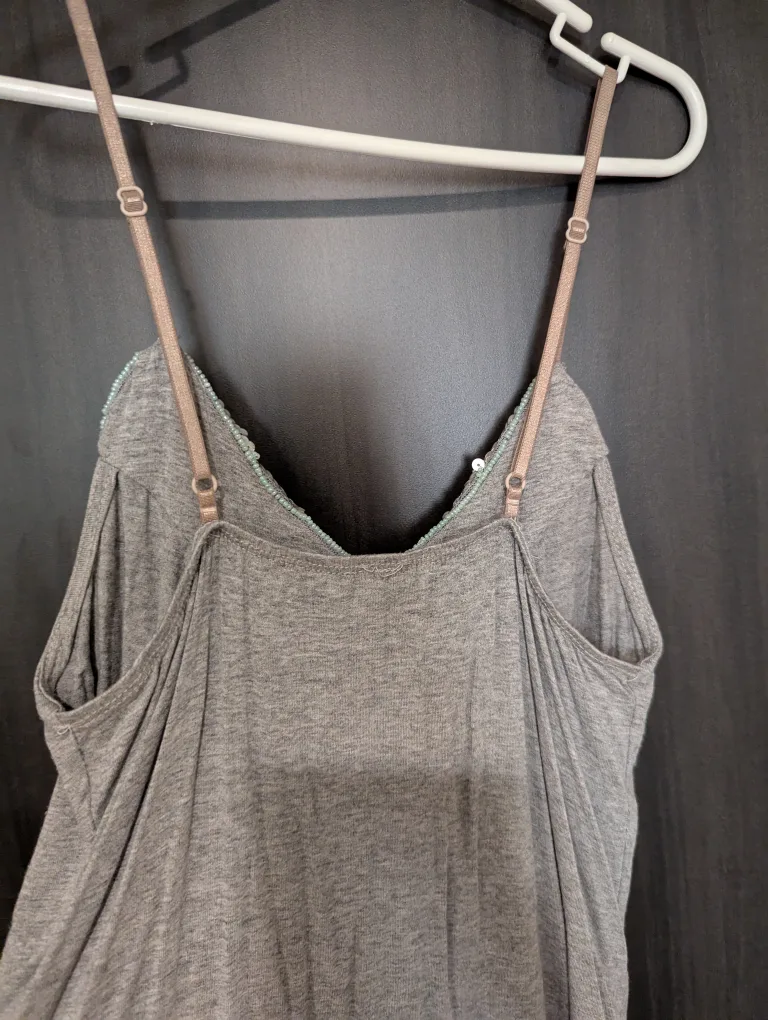Grey tank top with silver and turquoise embellishments image indicator(3)