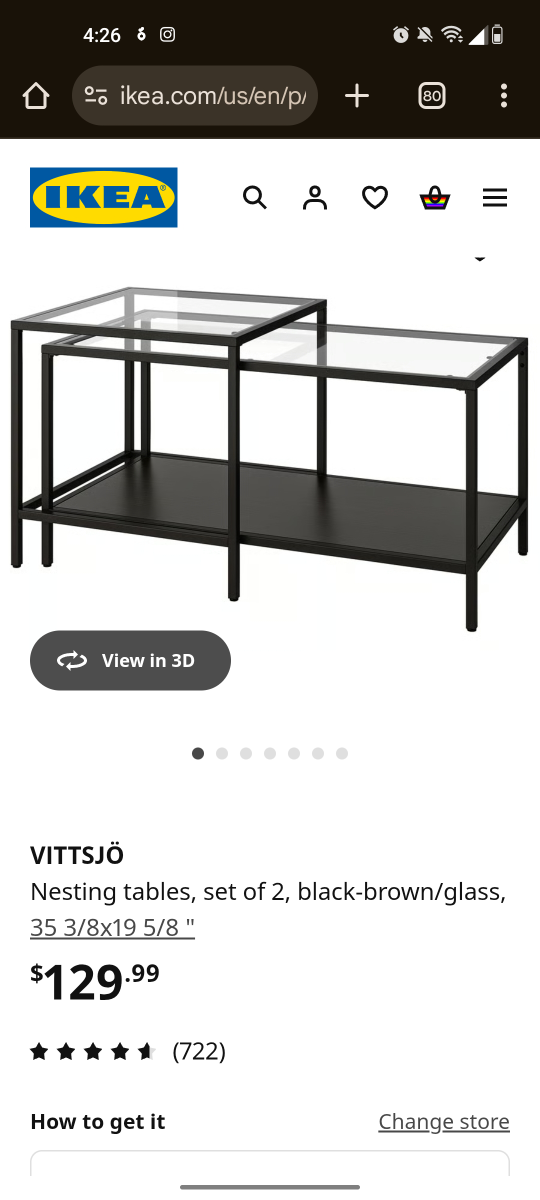 IKEA VITTSJÖ Nesting Tables - Black-Brown/Glass - photo 3