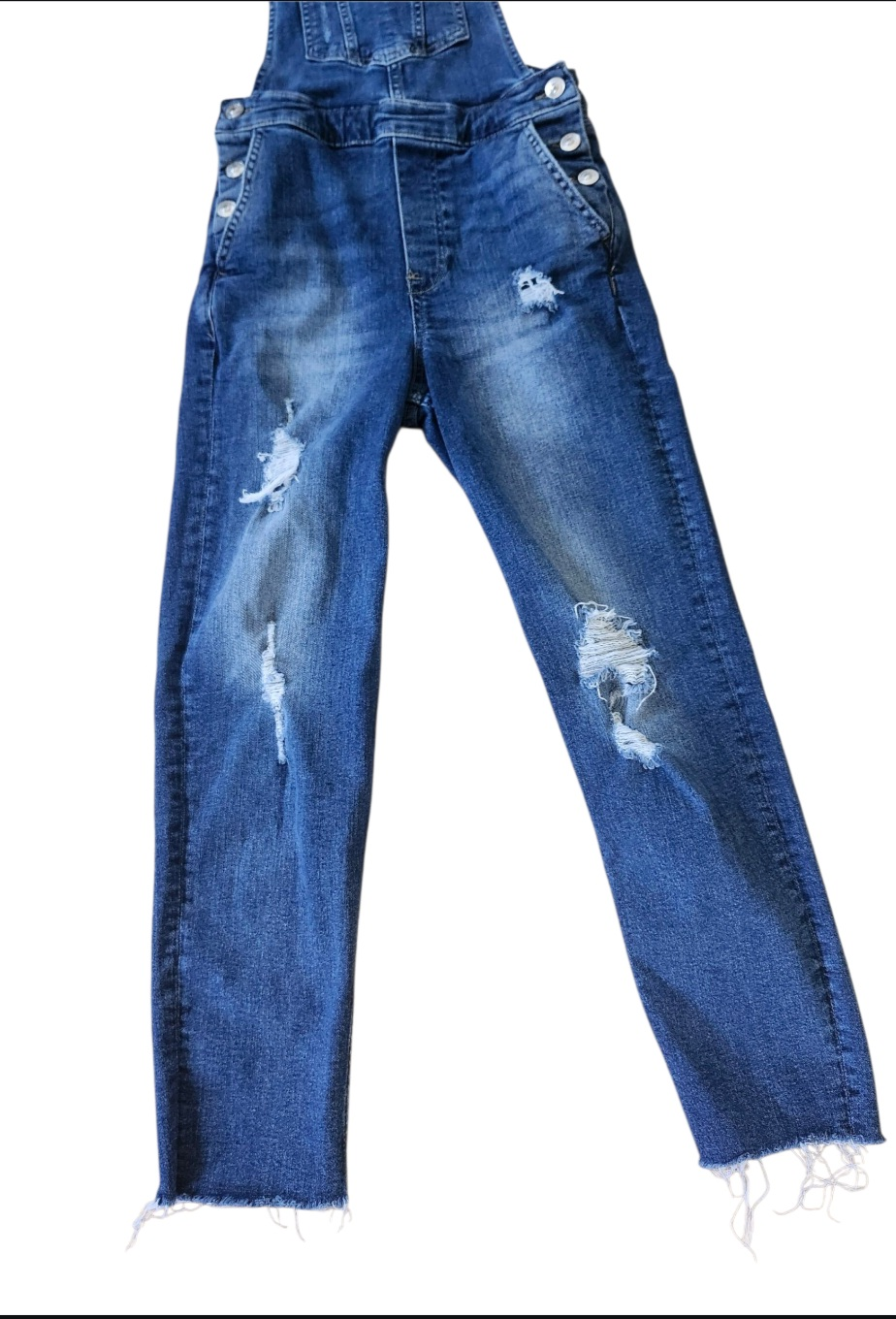 H&M Divided Distressed Blue Denim Overalls - Size 4 (Women) - photo 3