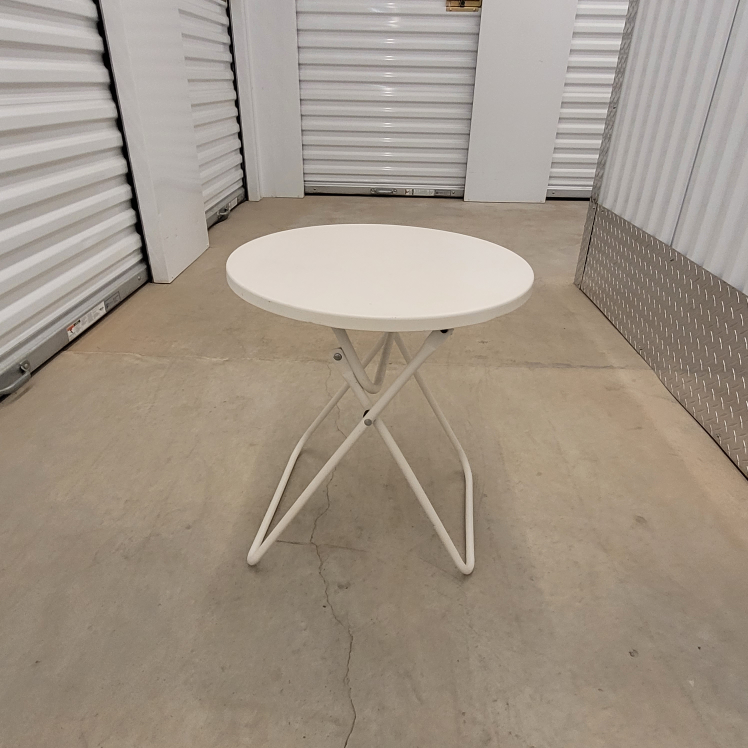 White folding side table